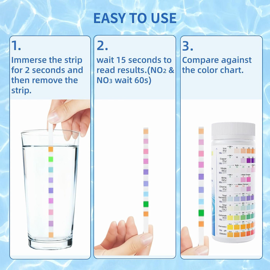 12 in 1 Accurate Aquarium Test Kit, Fresh and Salt Water Test Strips