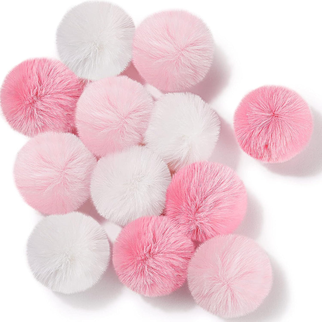 Weewooday 12 Pcs Large Fuzzy Cat Pom Pom Balls Plush Toys