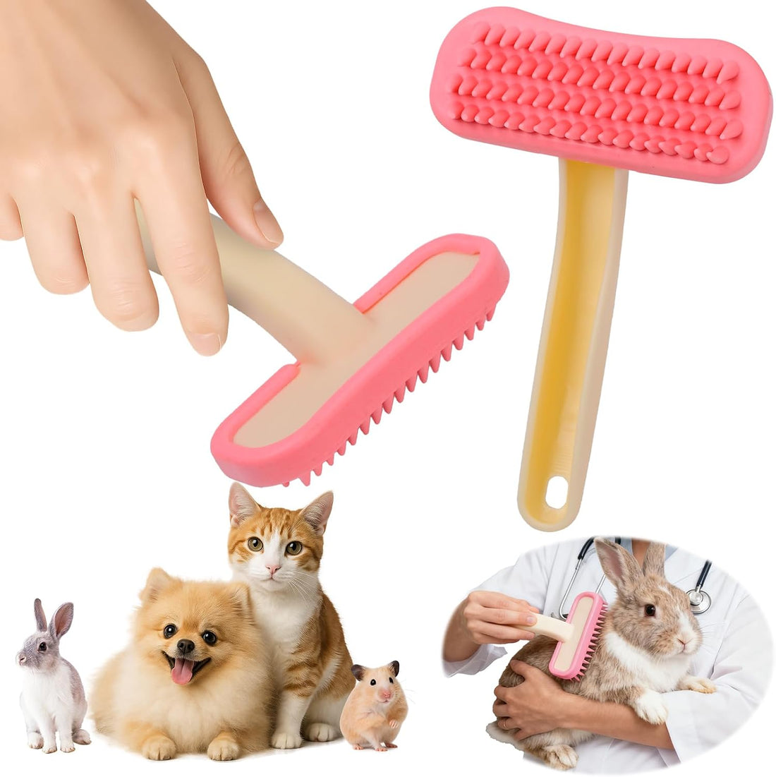 Bunny Brush, Soft Silicone Small Animal Brush, Short Hair Dog Brush