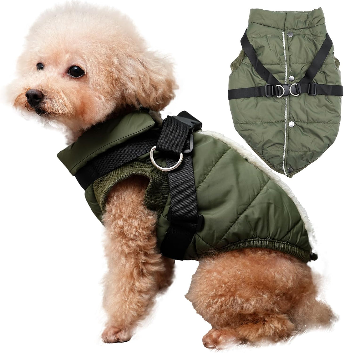 JoyDaog Dog Jacket with Harness,Puppy Coat for Small Dogs,Red XS