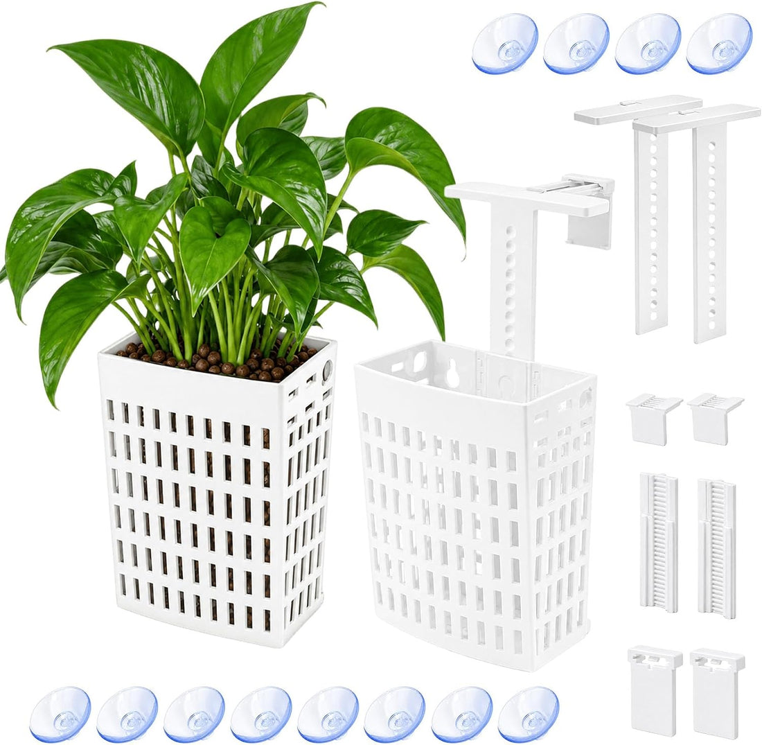 Upgraded Adjustable Aquarium Plant Holder,2 Pack Black