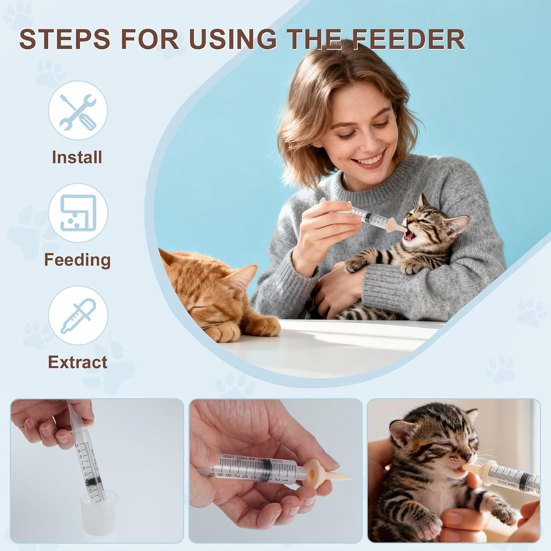 GLIDESMOOTH Kitten Bottle Feeding Kit, Easy-to-Use Kitten Feeding Set