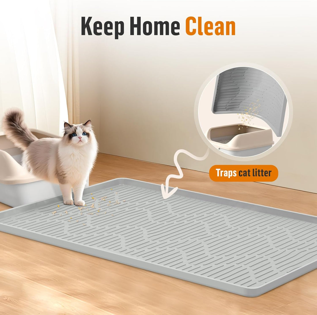 Silicone Cat Litter Box Mat 55"x 38" Extra Large Cat Rubber Mat