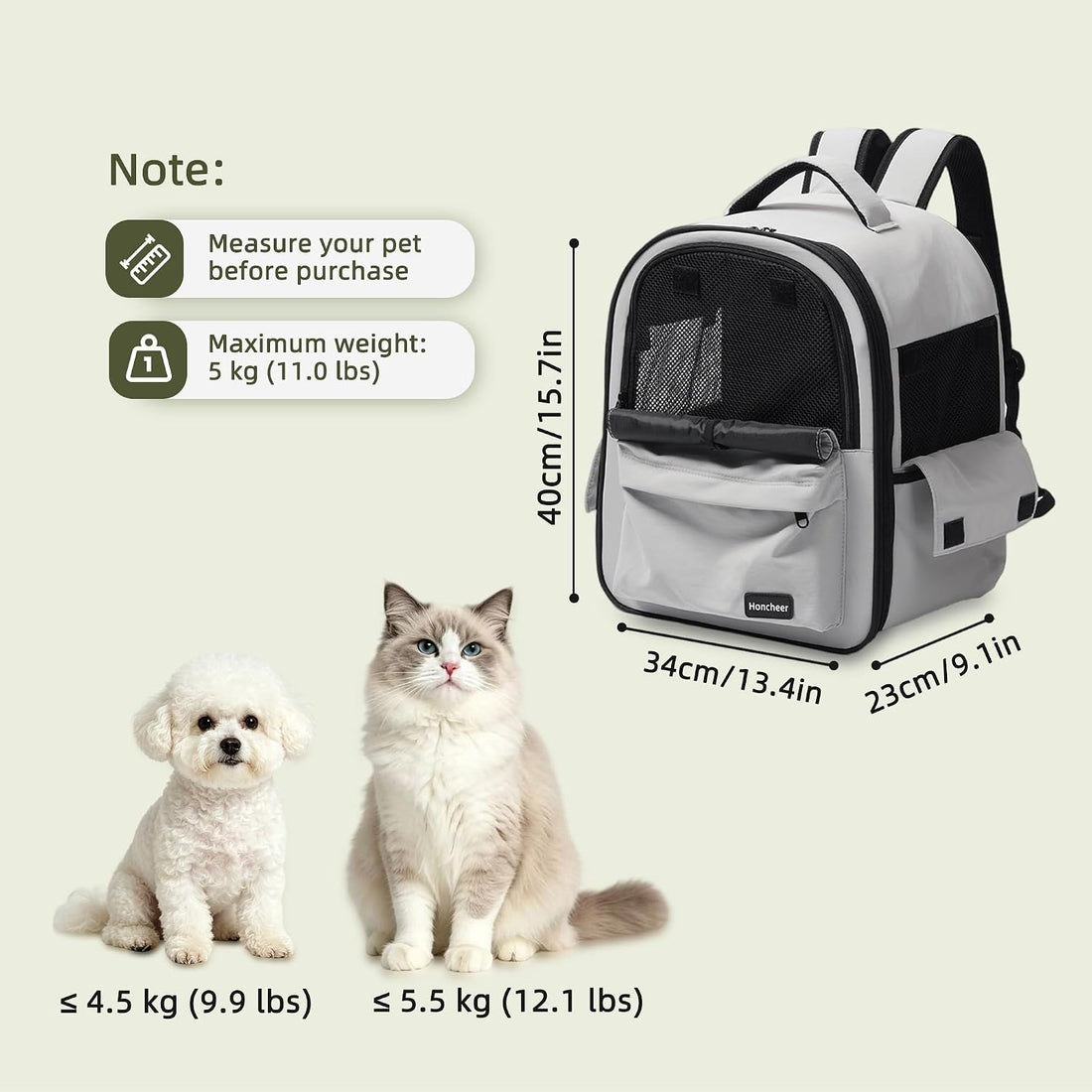 Dog Backpack Carrier for Small Dogs & Cats, Breathable Mesh Travel