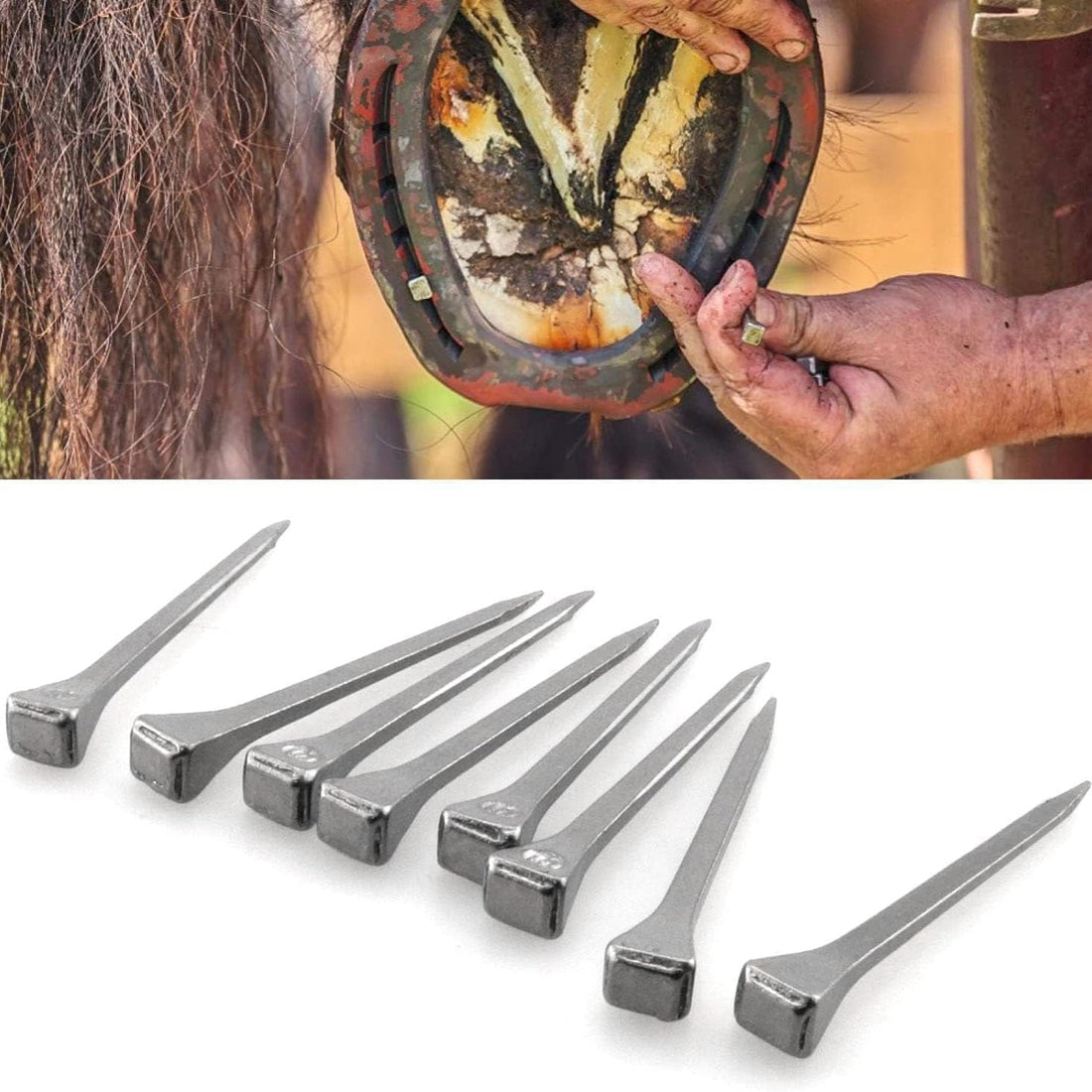 50PCS 1.87 Inch Horseshoe Nails Polished Galvanised Finish Carbon