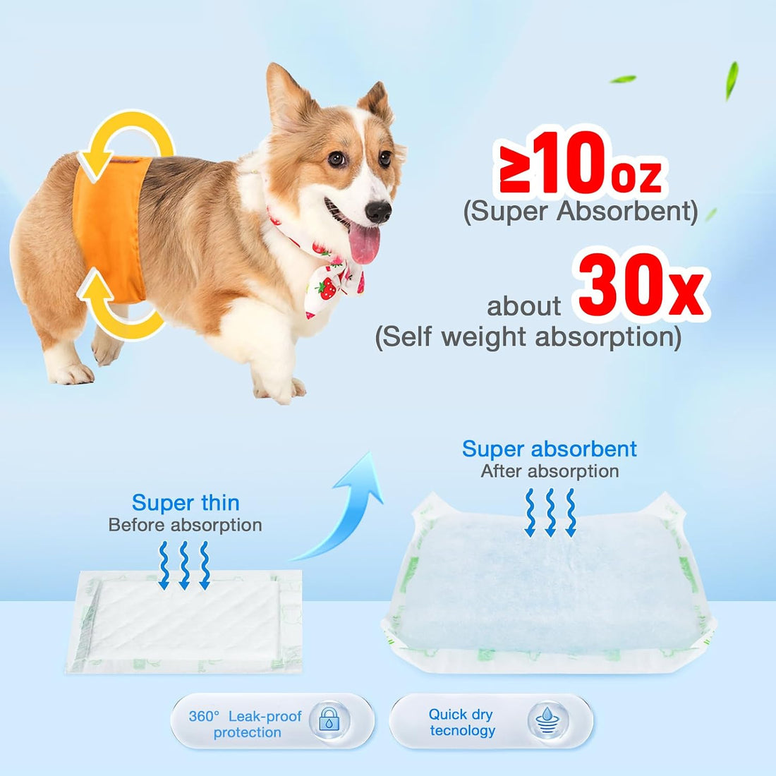 Dog Diaper Liners 150ct Super Absorption Dog Diaper Booster Pads