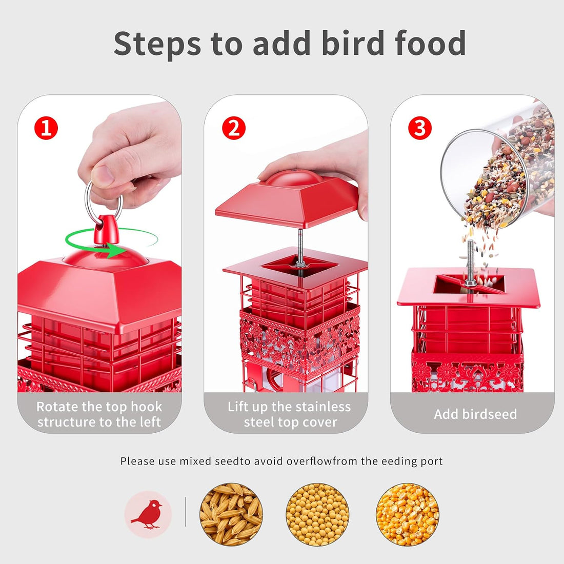 Squirrel Proof Bird Feeder Metal, Weight-Activated for Outdoors