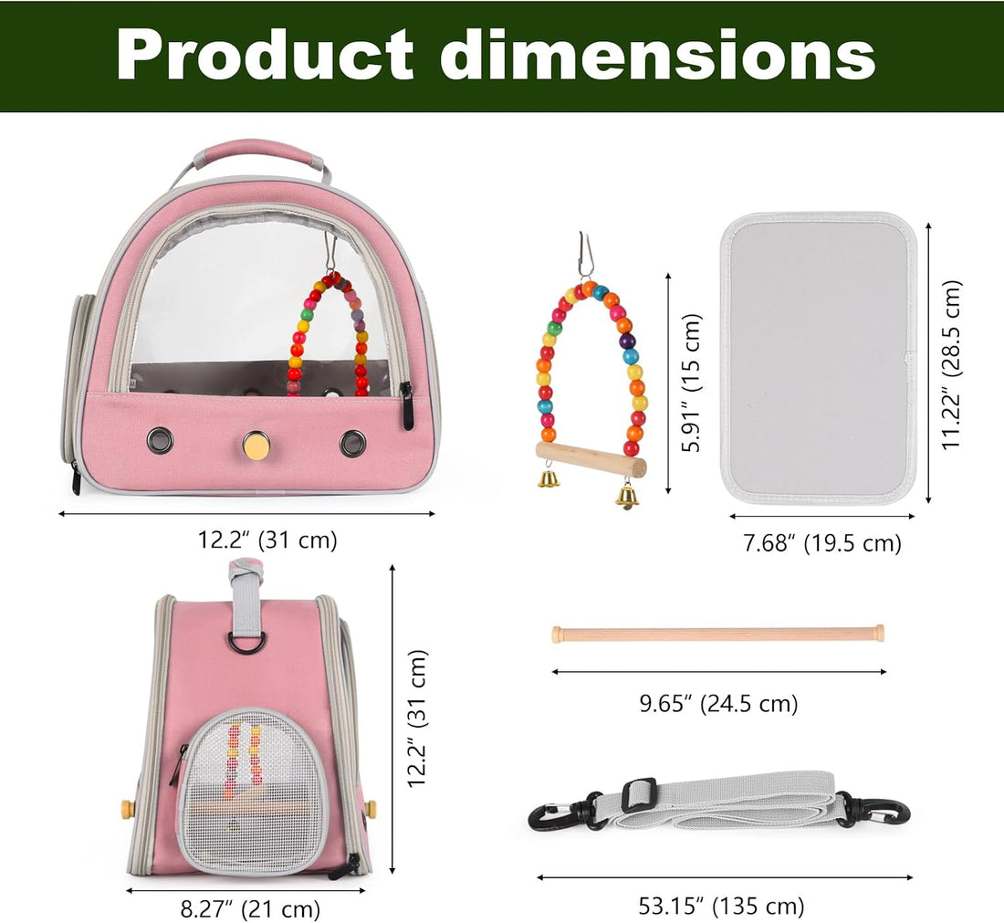 Portable Parrot Travel Cage Carrier with Small Swing Toy&Cage