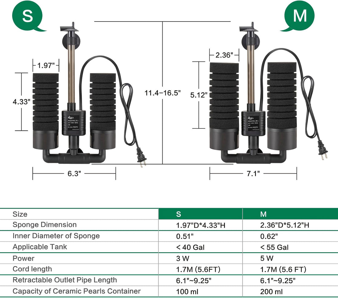 AQQA Electric Sponge Filter for Aquarium