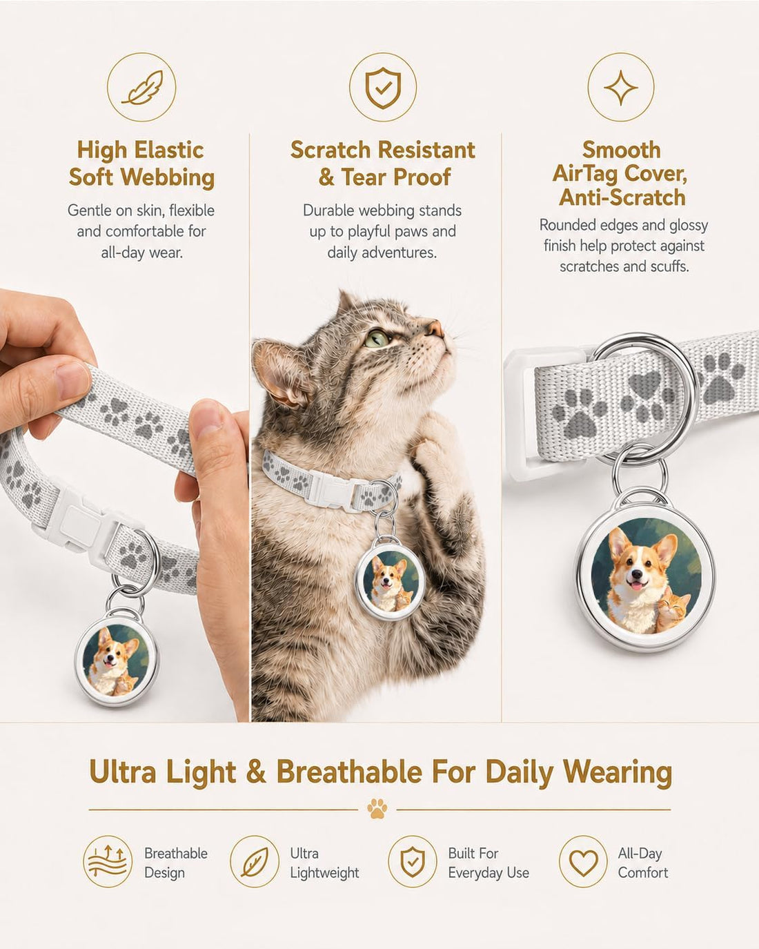 Cat GPS Tracker Collar & Dog Mini Tracker, No Monthly Fee Location