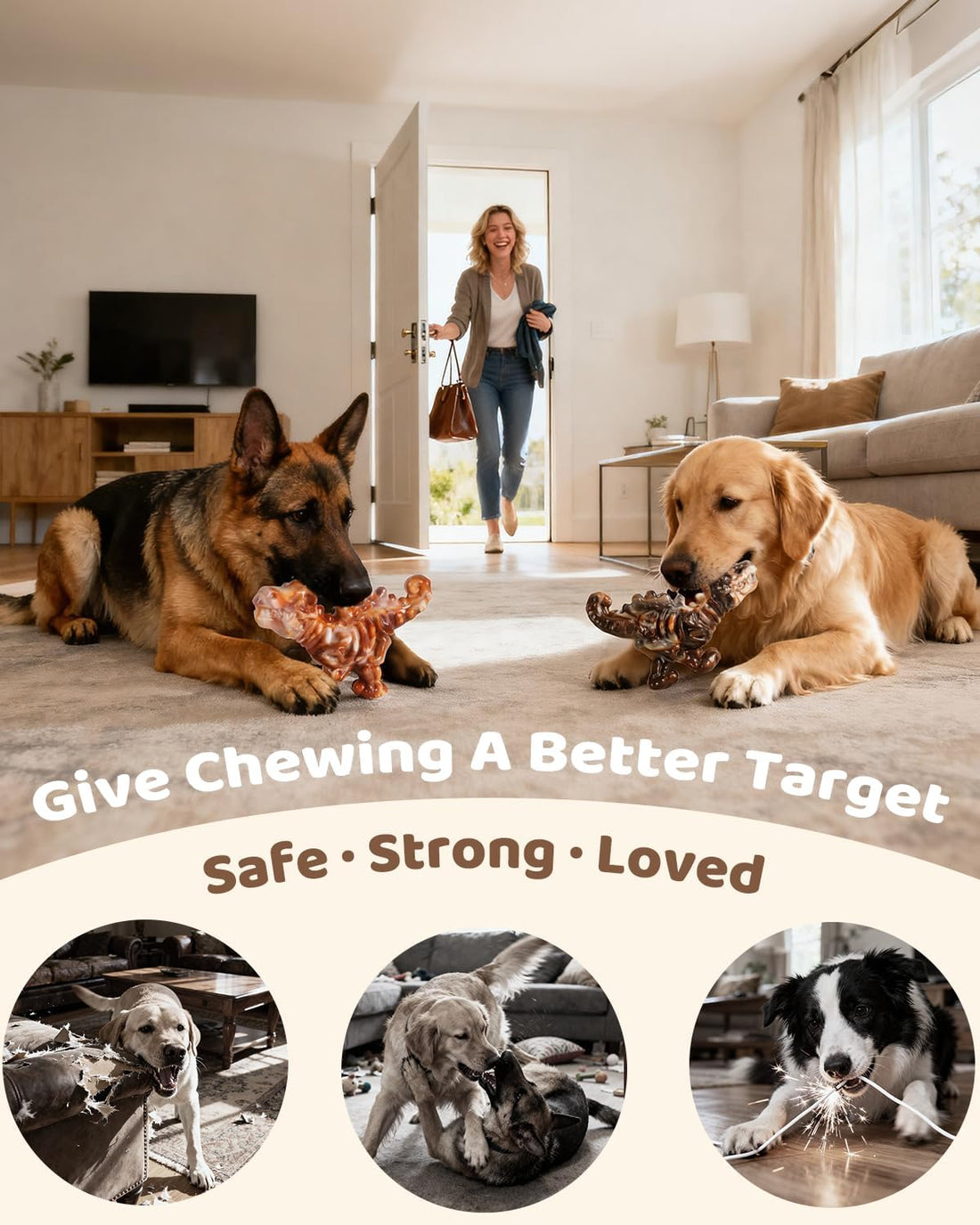 ChienBox DinoBone Dog Toys for Aggressive Chewers