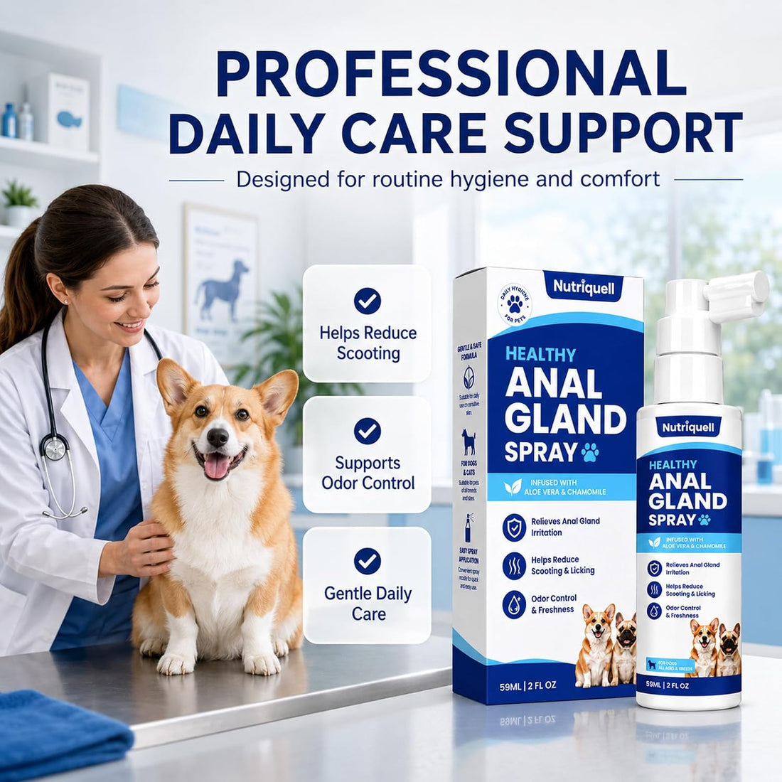 Anal Gland Spray for Dogs & Cats, Helps Relieve Anal Gland Irritation