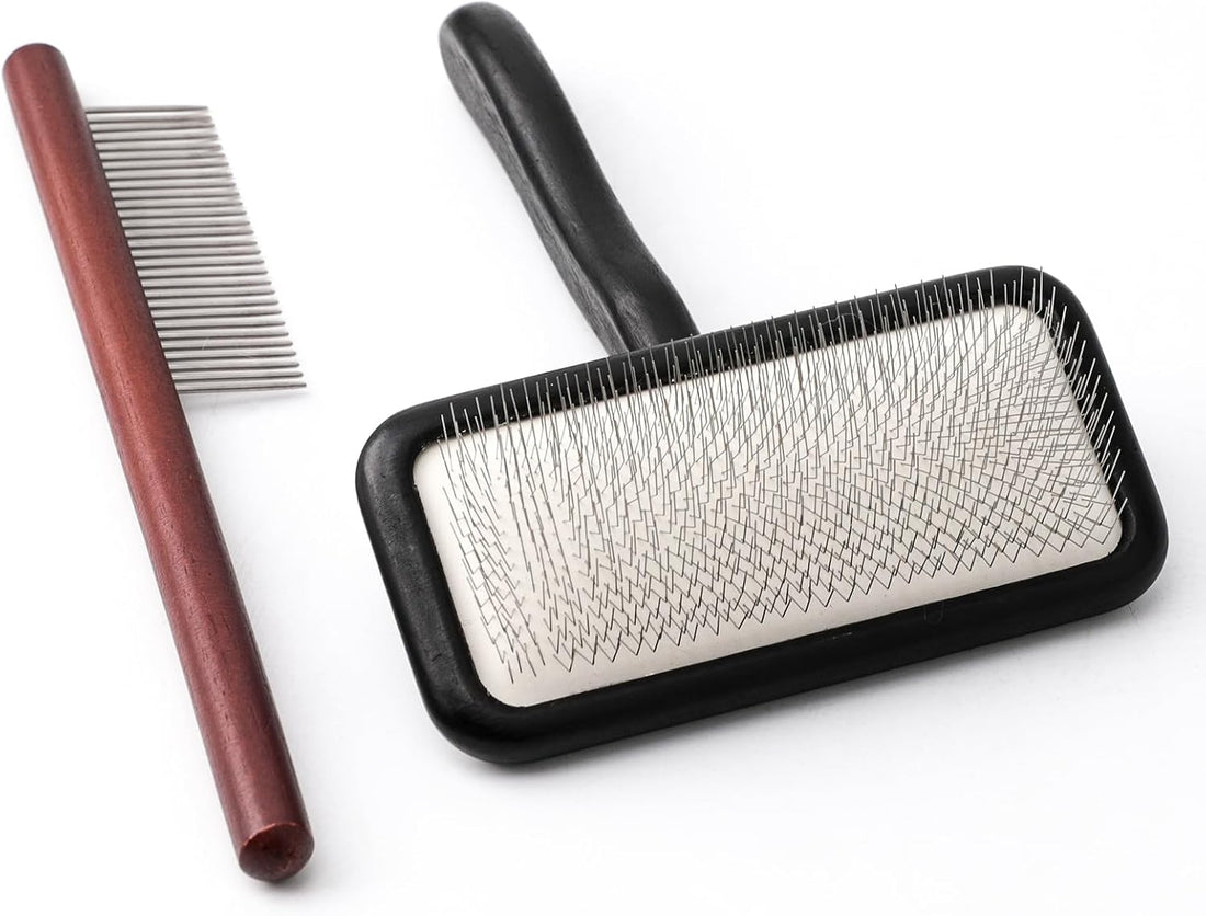 Carpet Rake Sheepskin Wool Brush and Cleaner Comb, Wood, 2PCS