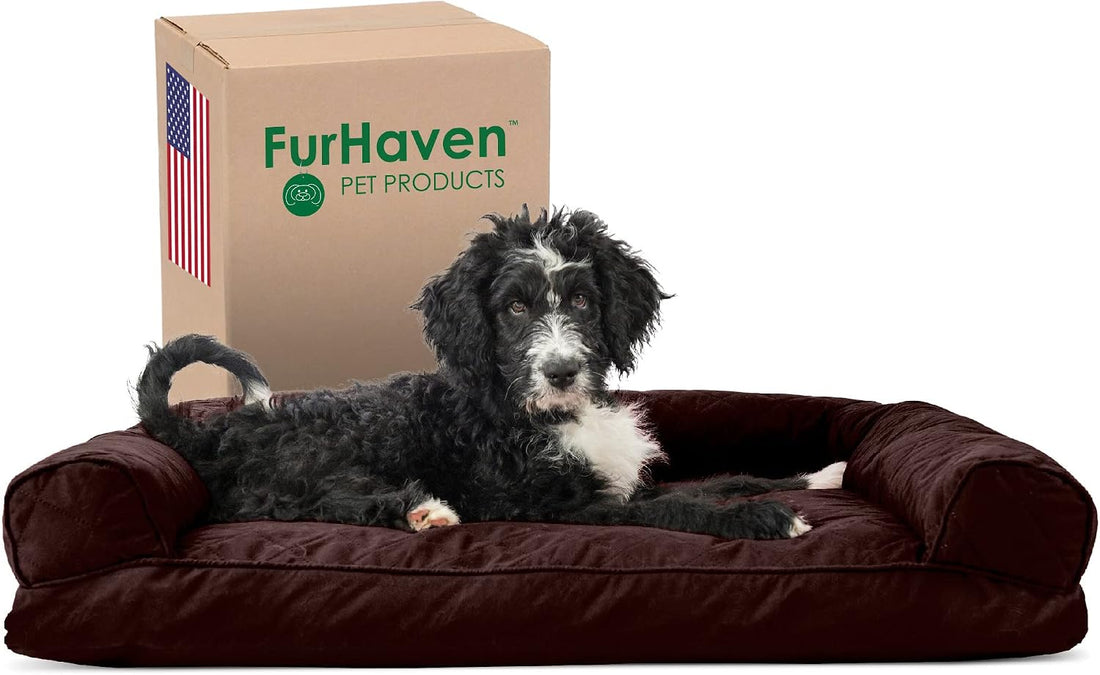 Furhaven Pillow Dog Bed for Large/Medium Dogs w/ Removable Bolsters
