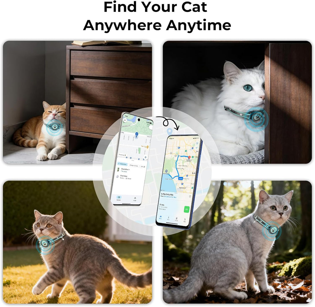 Bluetooth Cat Tracker Collar, iOS & Android, No Monthly Fee Green 1P