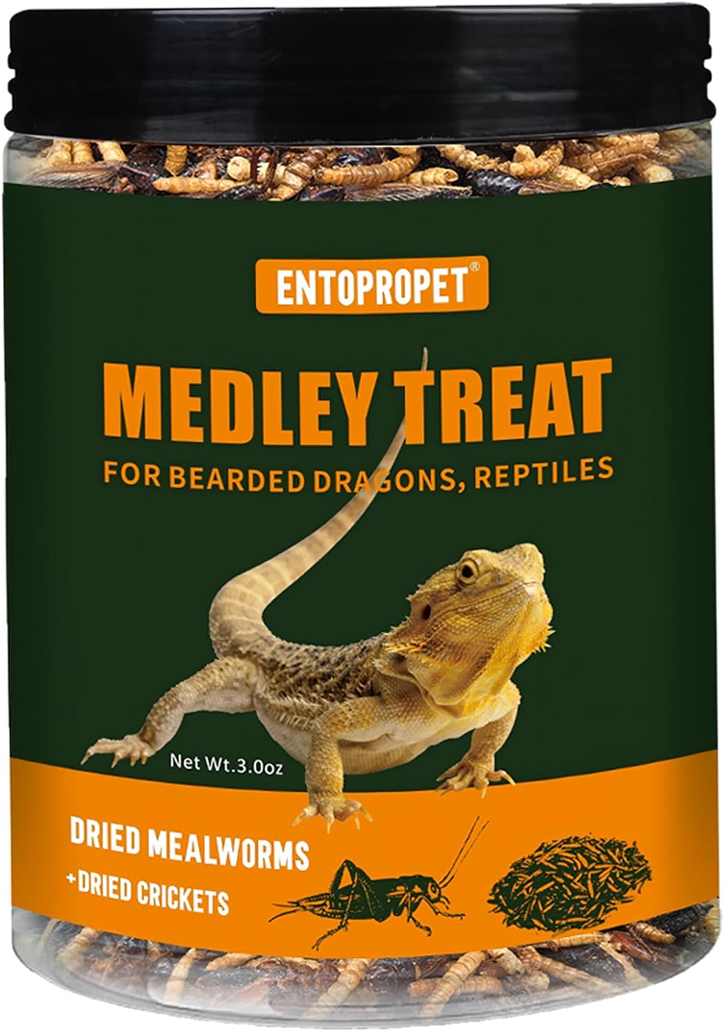 Dried Mealworms & Crickets Medley Treat for Bearded Dragons 5oz