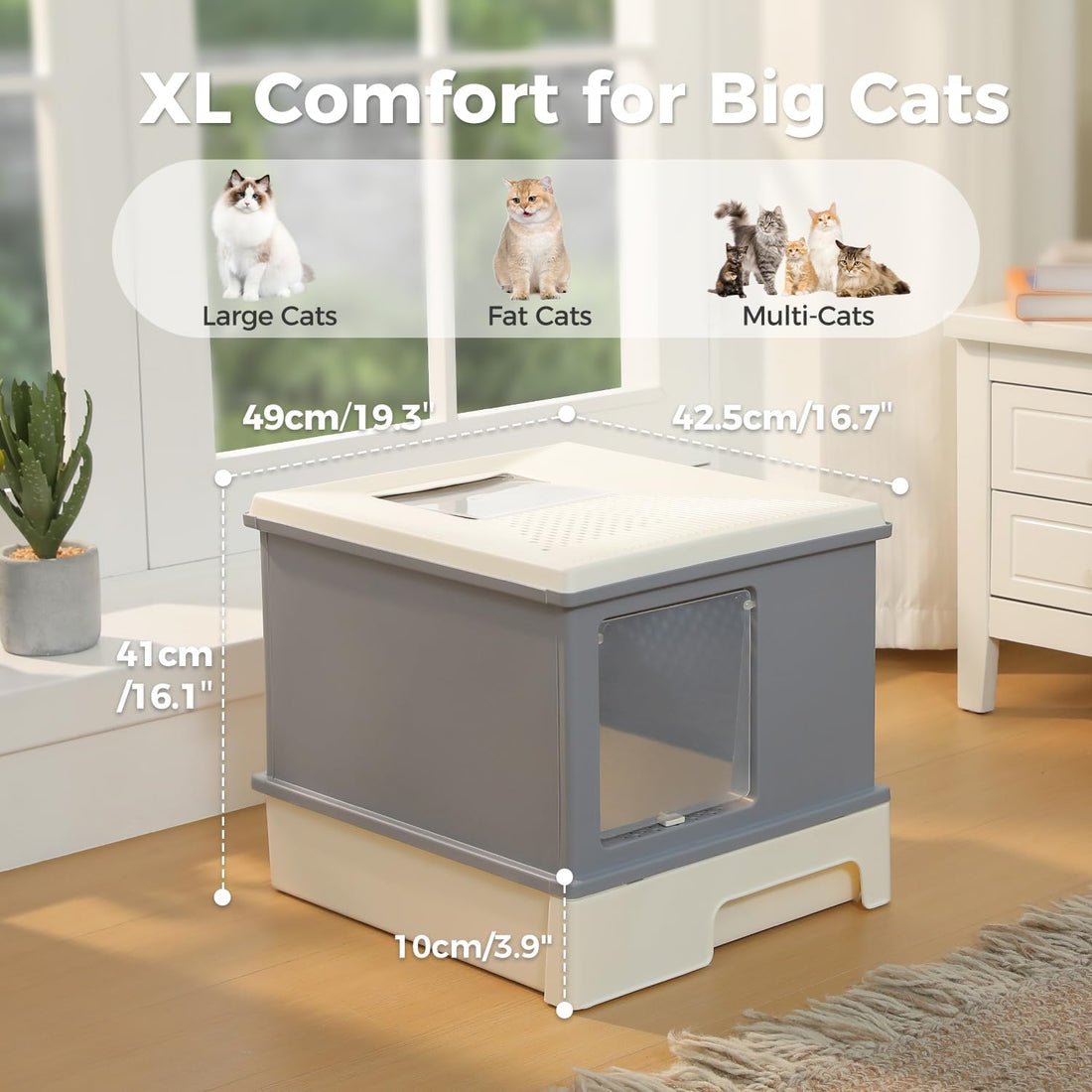 PEQULTI 88L Cat Litter Box with Lid