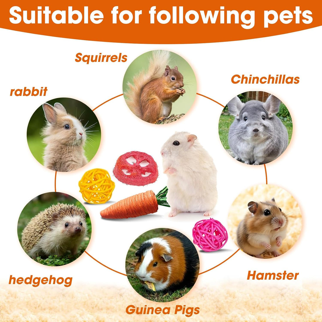 Jorewood 21 Pcs Rabbit Chew Toys for Teeth
