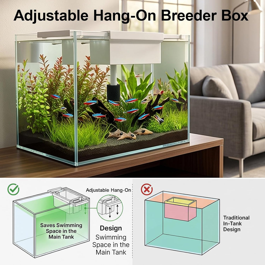 Aquarium Fry Breeder Tray,Air-Driven Water Flow Fish Breeder Box