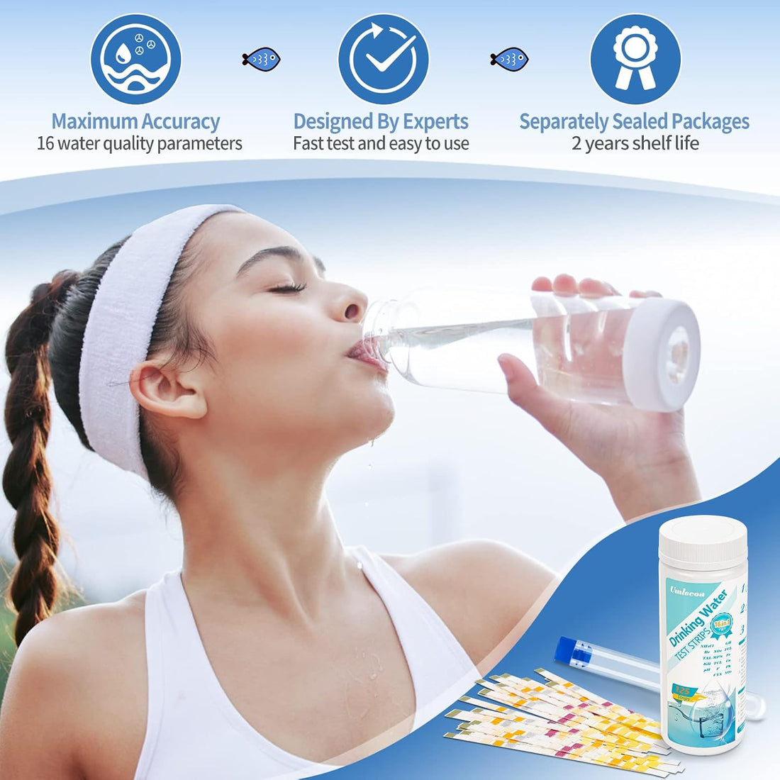 16 in 1 Water Test Kit with 125 Test Strips for Home Water Quality