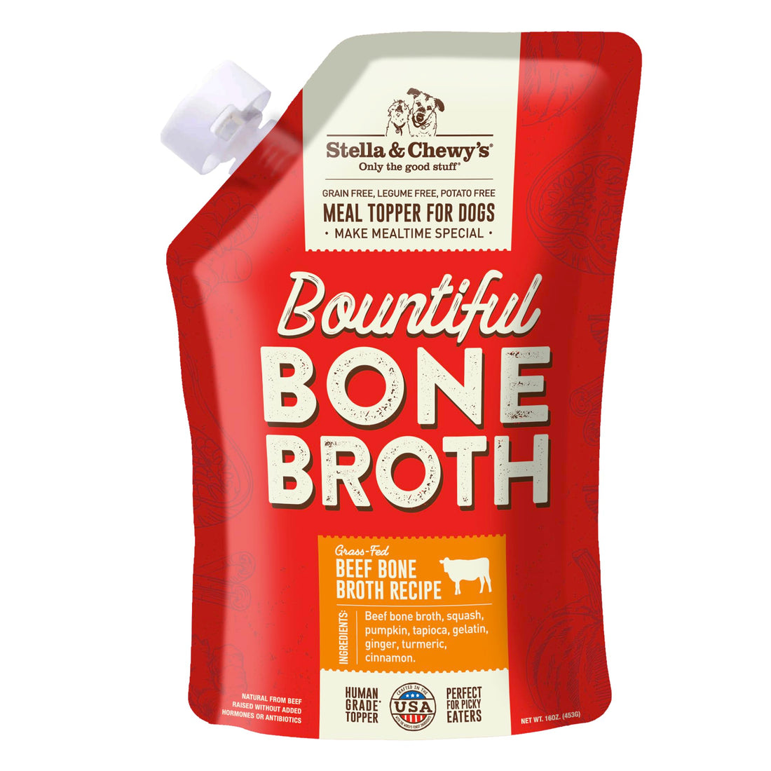Stella & Chewy's Human-Grade Grass-Fed Beef Bone Broth for Dogs