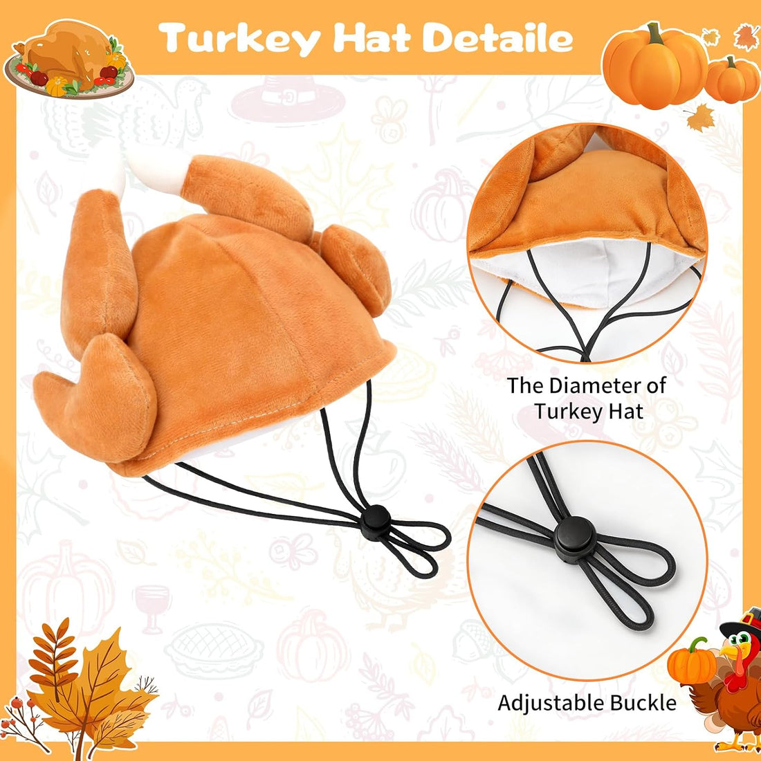 BWOGUE Medium Dog Thanksgiving Turkey Adjustable Party Hat