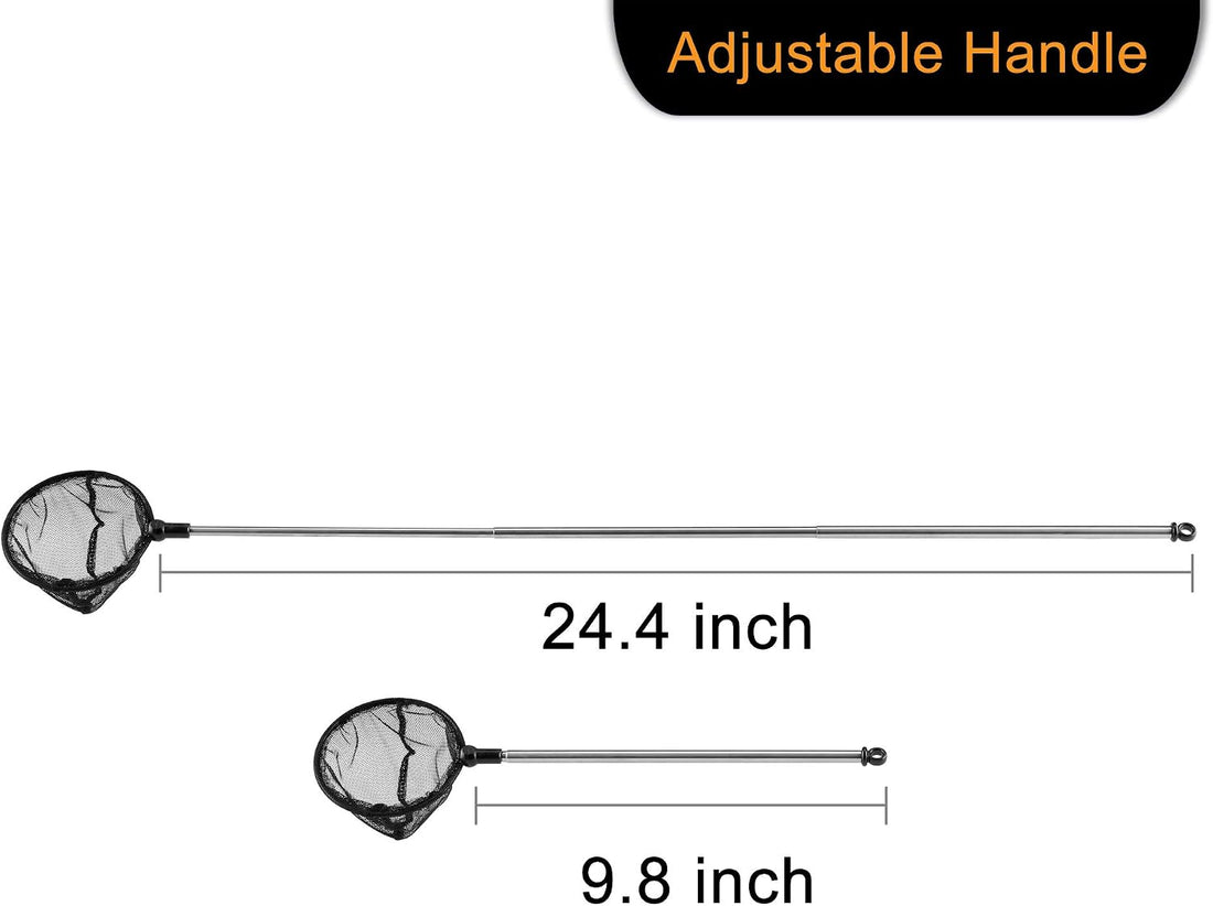 Aquarium Telescopic Fish Net w/Extendable Handle Soft Mesh 3.5"