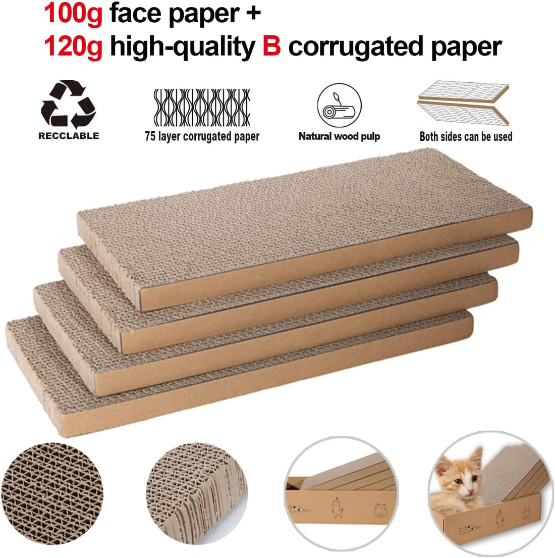 4 Packs in 1 Cat Scratch Pad with Box