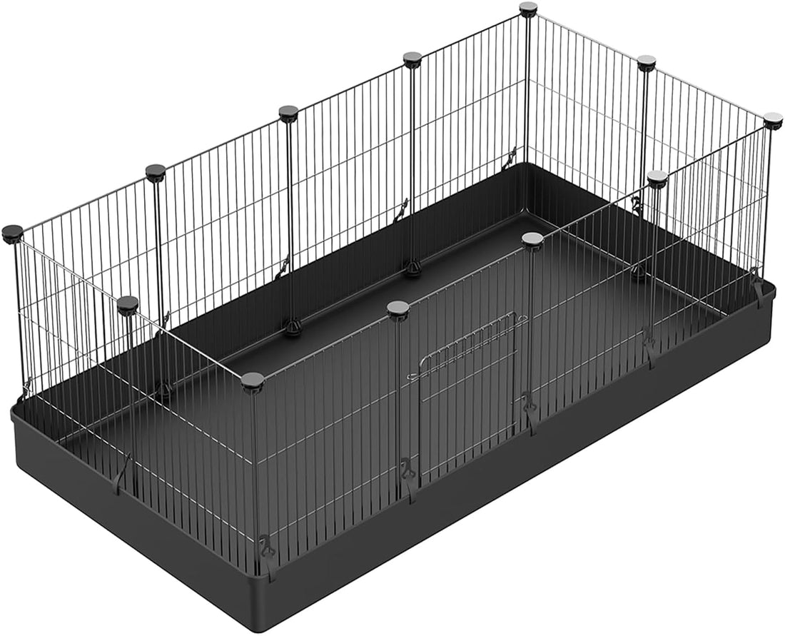 LANGXUN 16pcs Small Animal Playpen with Door, Waterproof Mat