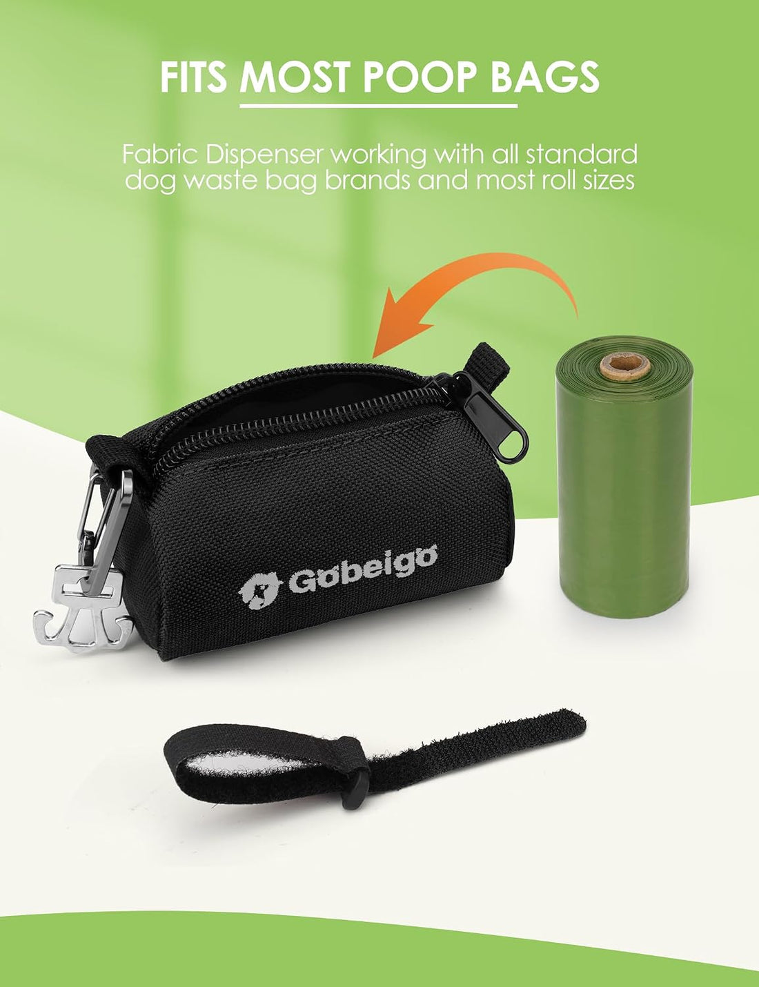 Gobeigo Dog Poop Bag Holder for Leash, Large Opening for Easy Pull Out
