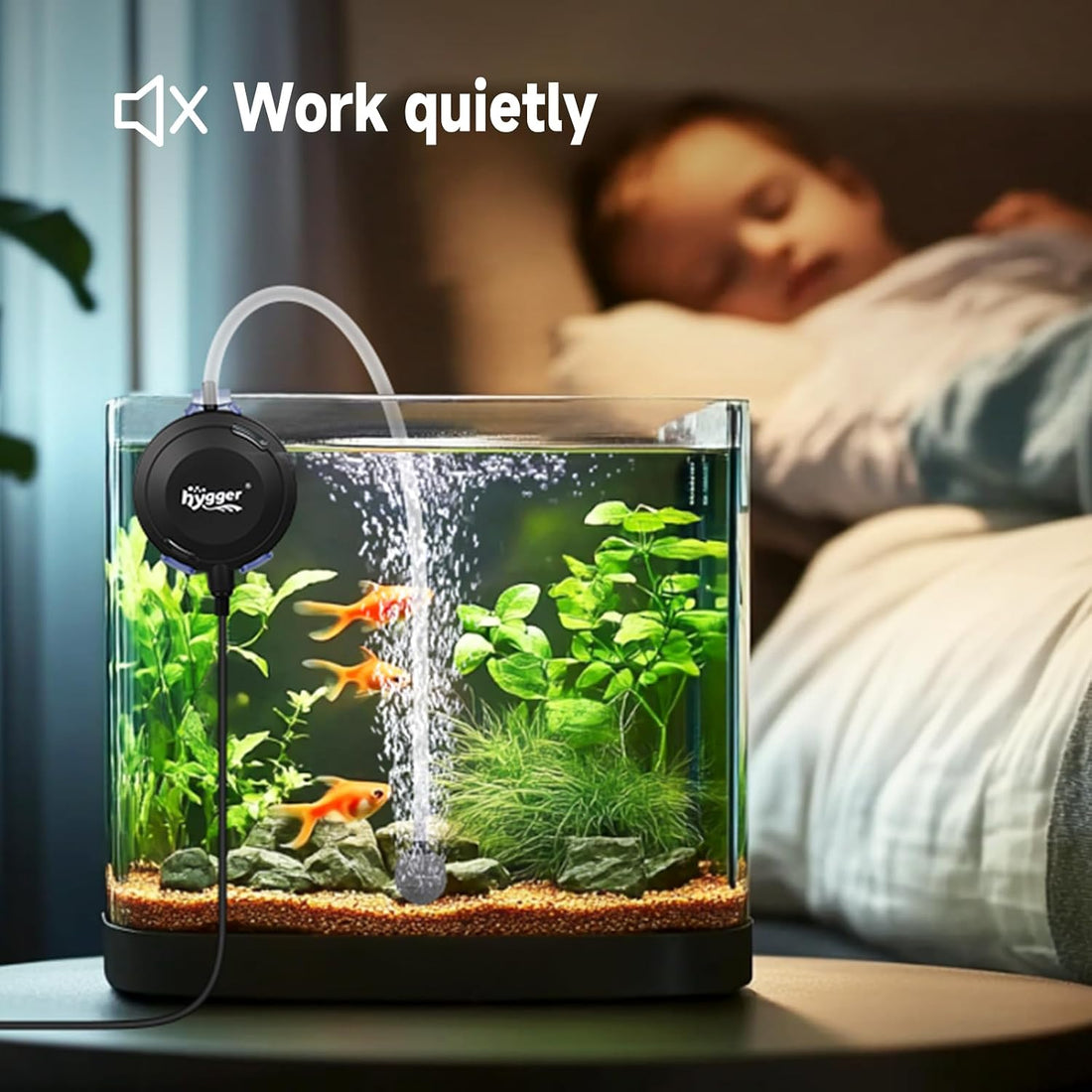 hygger MINI 1.5W Fish Bowl Aqaurium Silent Air Pump with Accessories