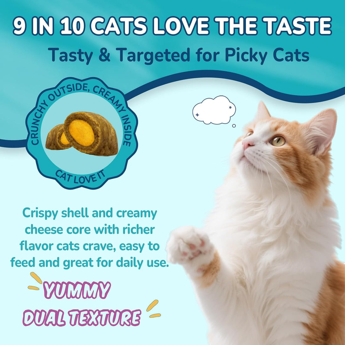 Woyamay Cat Calming Treats, 500 Crunchy & Creamy Calming Chews