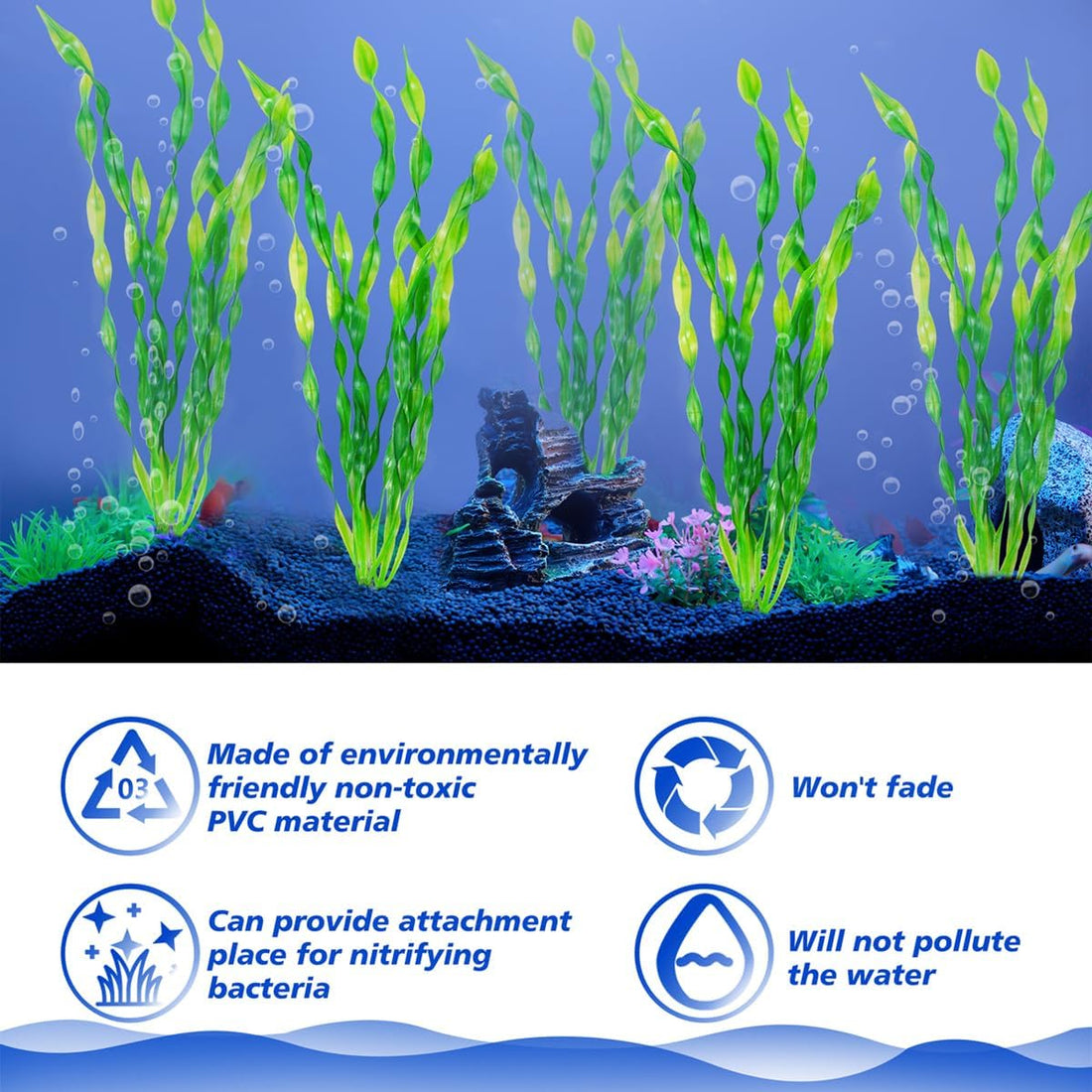 Ameliade 12 PCS Aquarium Artificial Soft Plastic Seaweed Plants Decor
