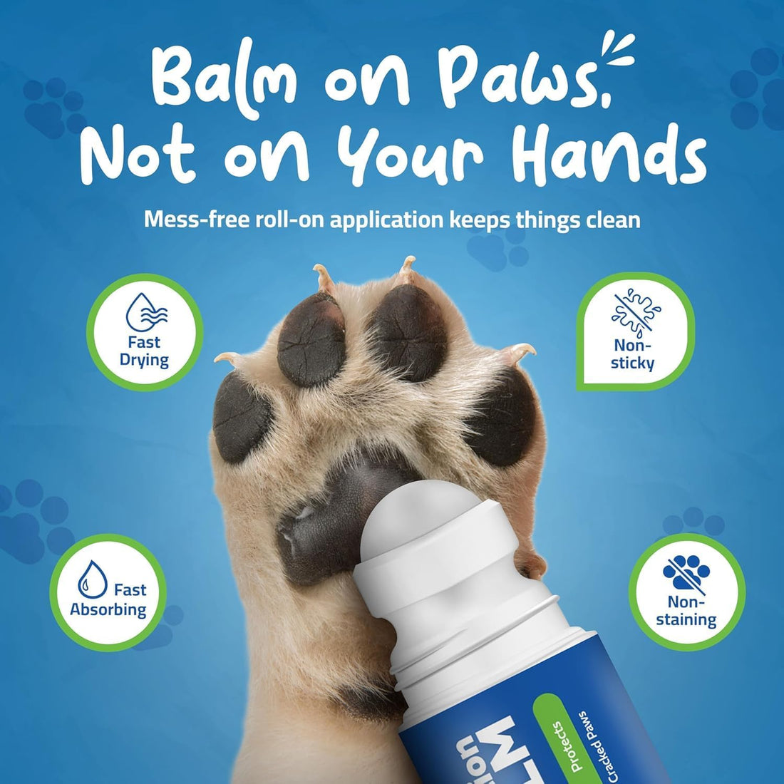 Roll-On Dog Paw Balm - Moisturizer & Soothing Protection from Snow