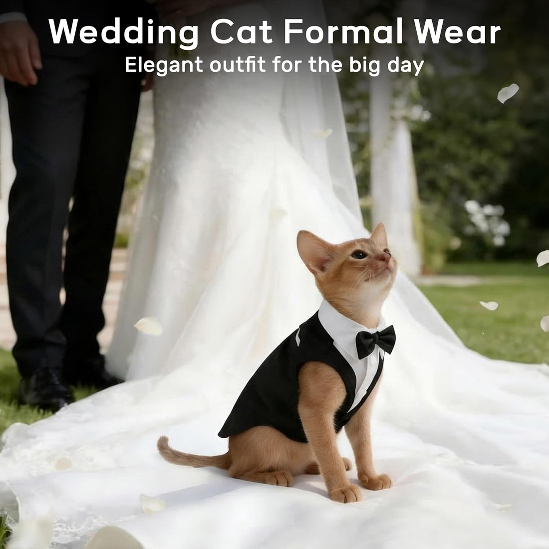 PUMYPOREITY Cat Tuxedo Suit Formal Wear with Bow Tie