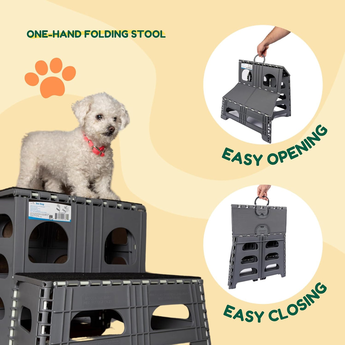 Bee Neat 2 Step Folding Dog Stairs & Ramp for Your Pet