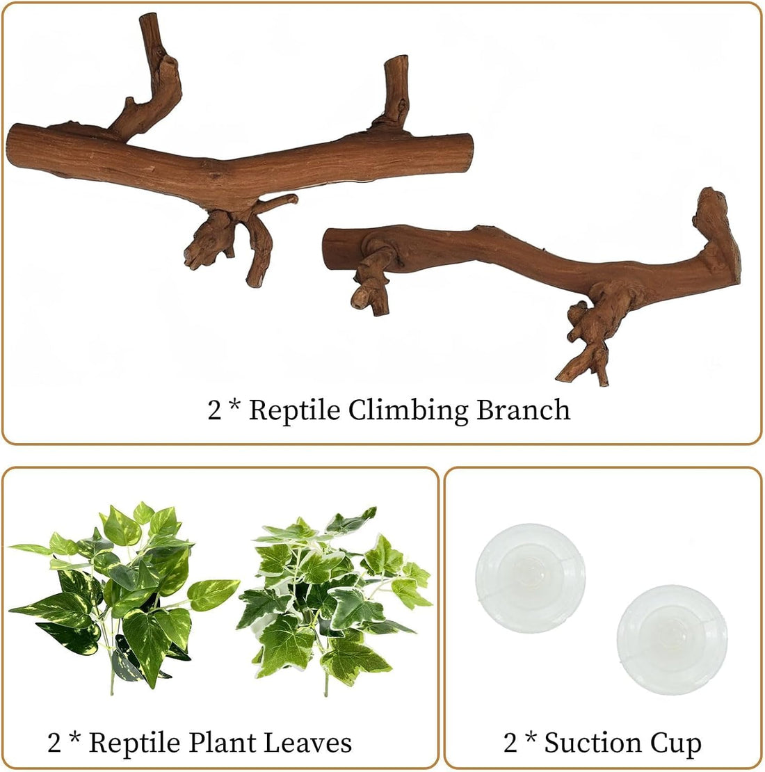 2PCS Reptile Wood Branches Decor,Snake Climbing Branch Tree Trunk