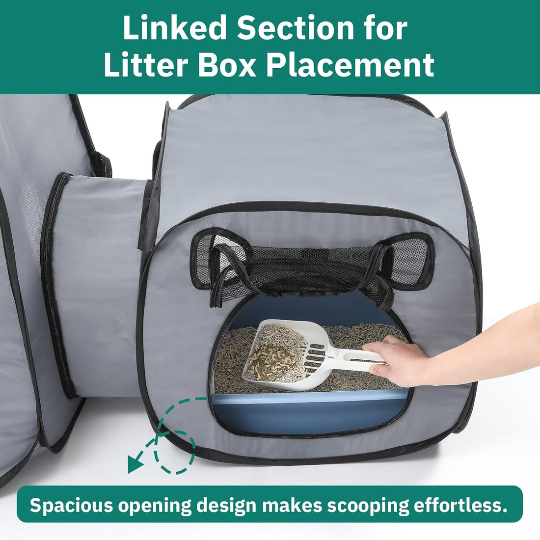 Snuvid Cat Playpen with Separate Litter Box Area