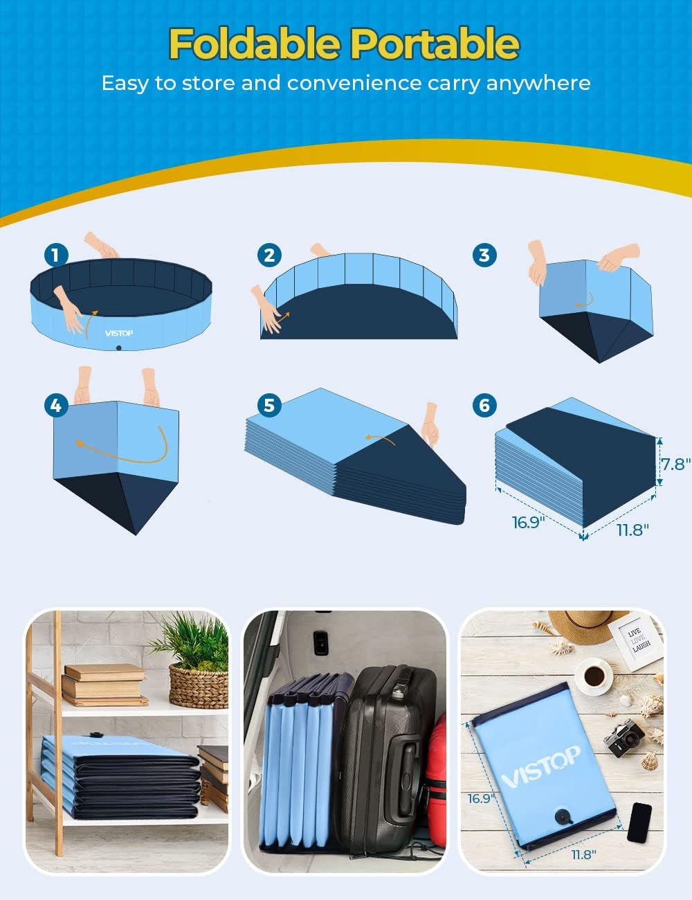VISTOP Jumbo Foldable Dog Pool
