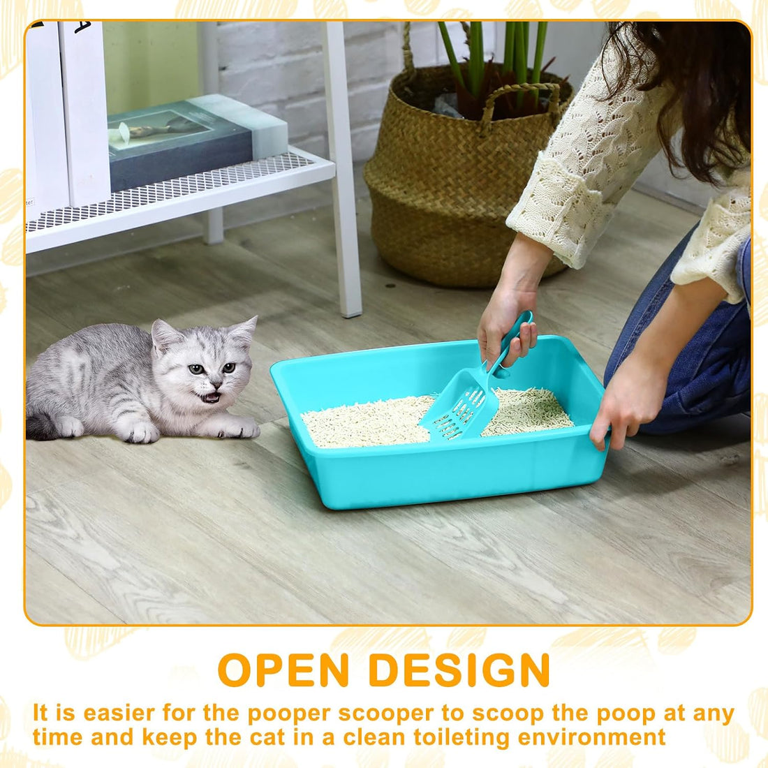 Amyhill 20Pcs Open Cat Litter Box with 20 Scooper