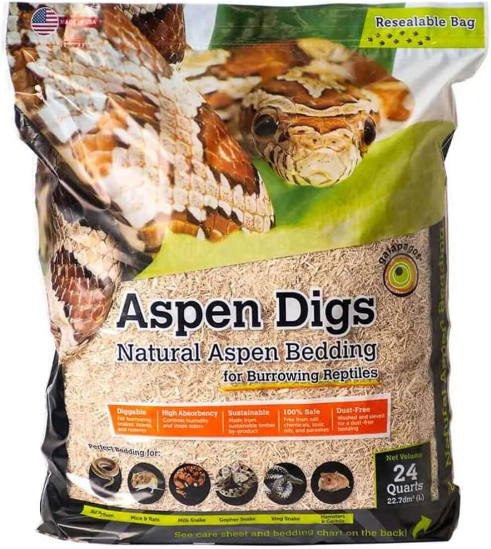 Galápagos (05064) Aspen Digs Shavings Bedding, 8-Quart, Natural