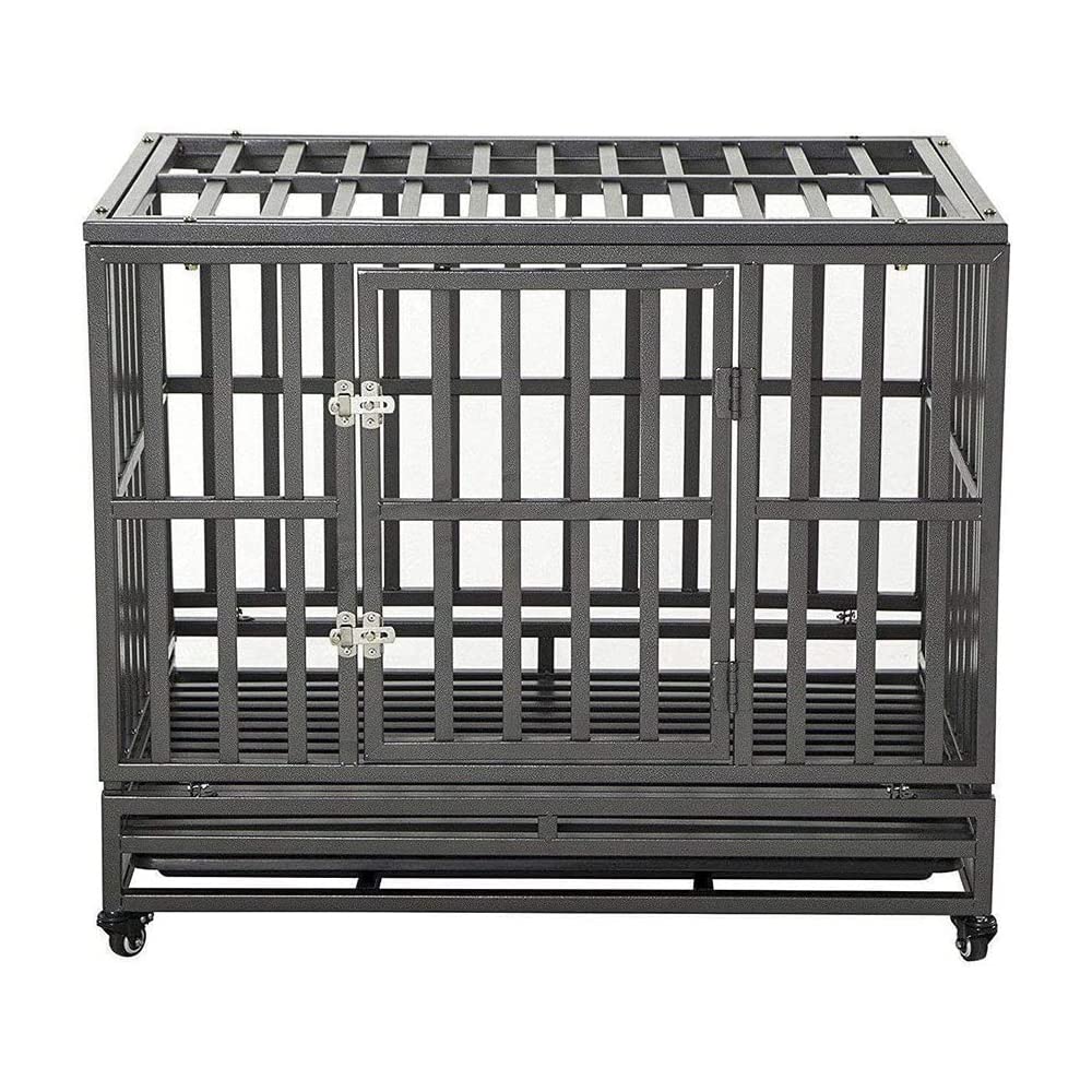 LUCKUP 38 Inch Heavy Duty Dog Cage Metal Kennel and Crate for Large