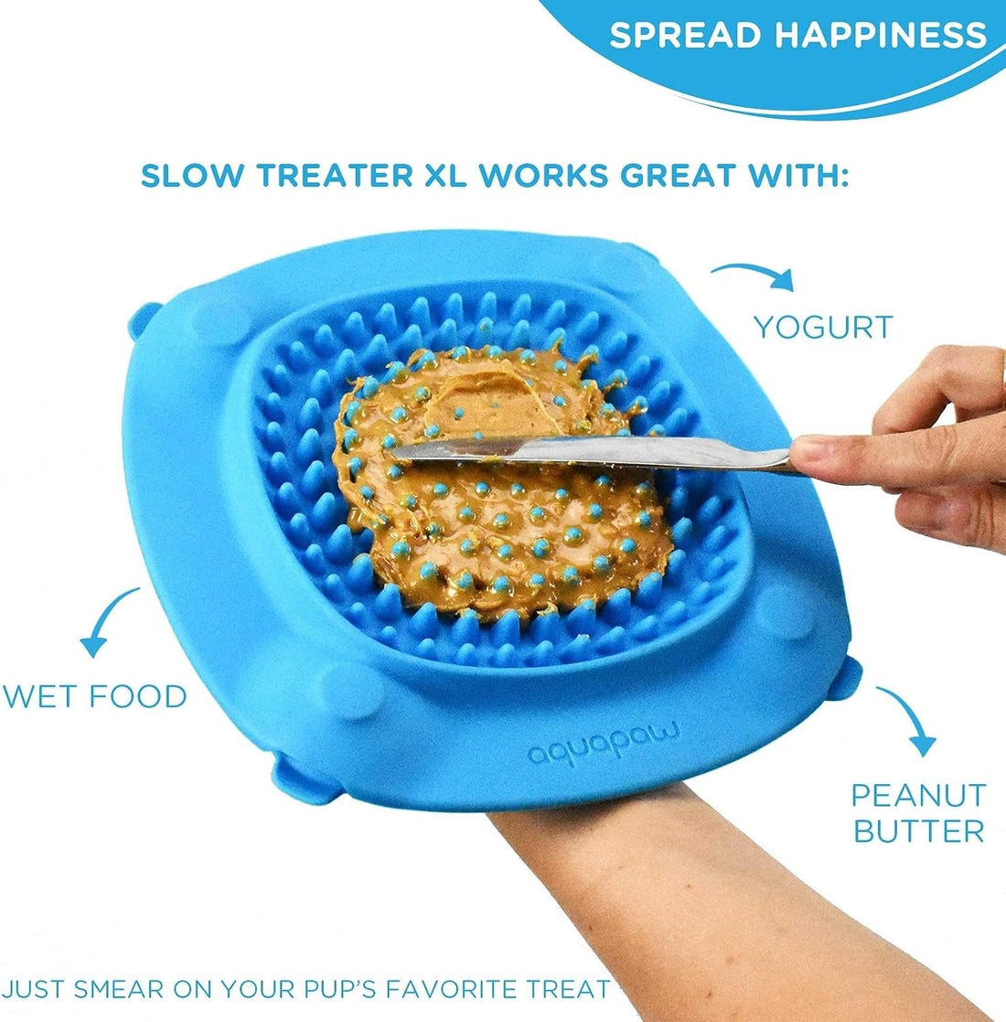 Aquapaw Lick Mat for Dogs with Suction Cups - XL, Blue, 1-Pack