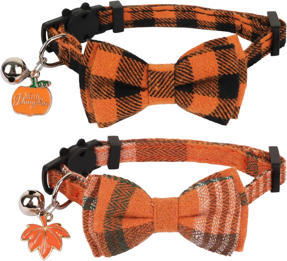 PTDECOR Fall Cat Collars with Bow