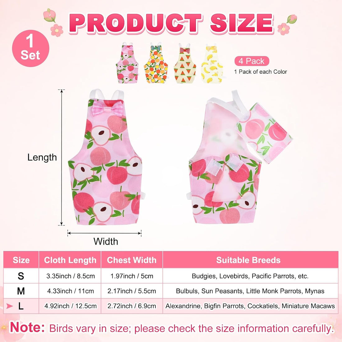 M METERXITY 1-Set Adjustable Bird Diapers