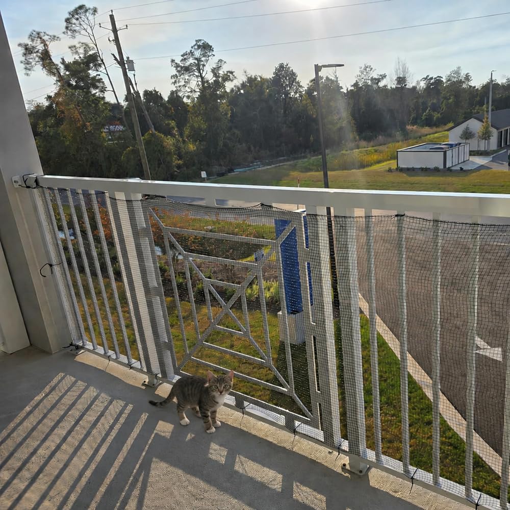 Cat Balcony Netting 10x20ft, 1/2” Mesh Anti-Fall Pet Safety Barrier