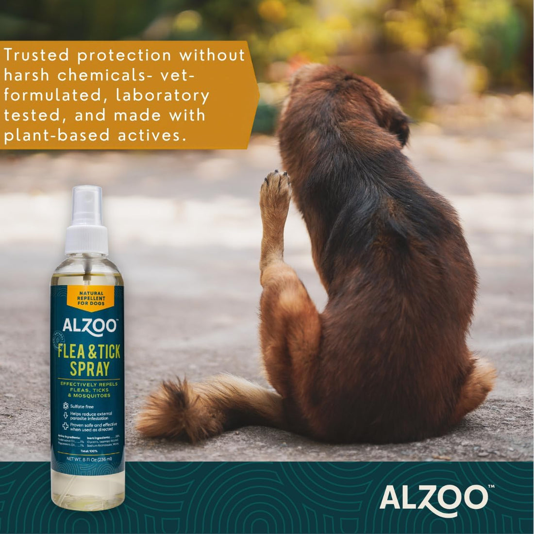 ALZOO Natural Flea and Tick Repellent Spray for Dogs