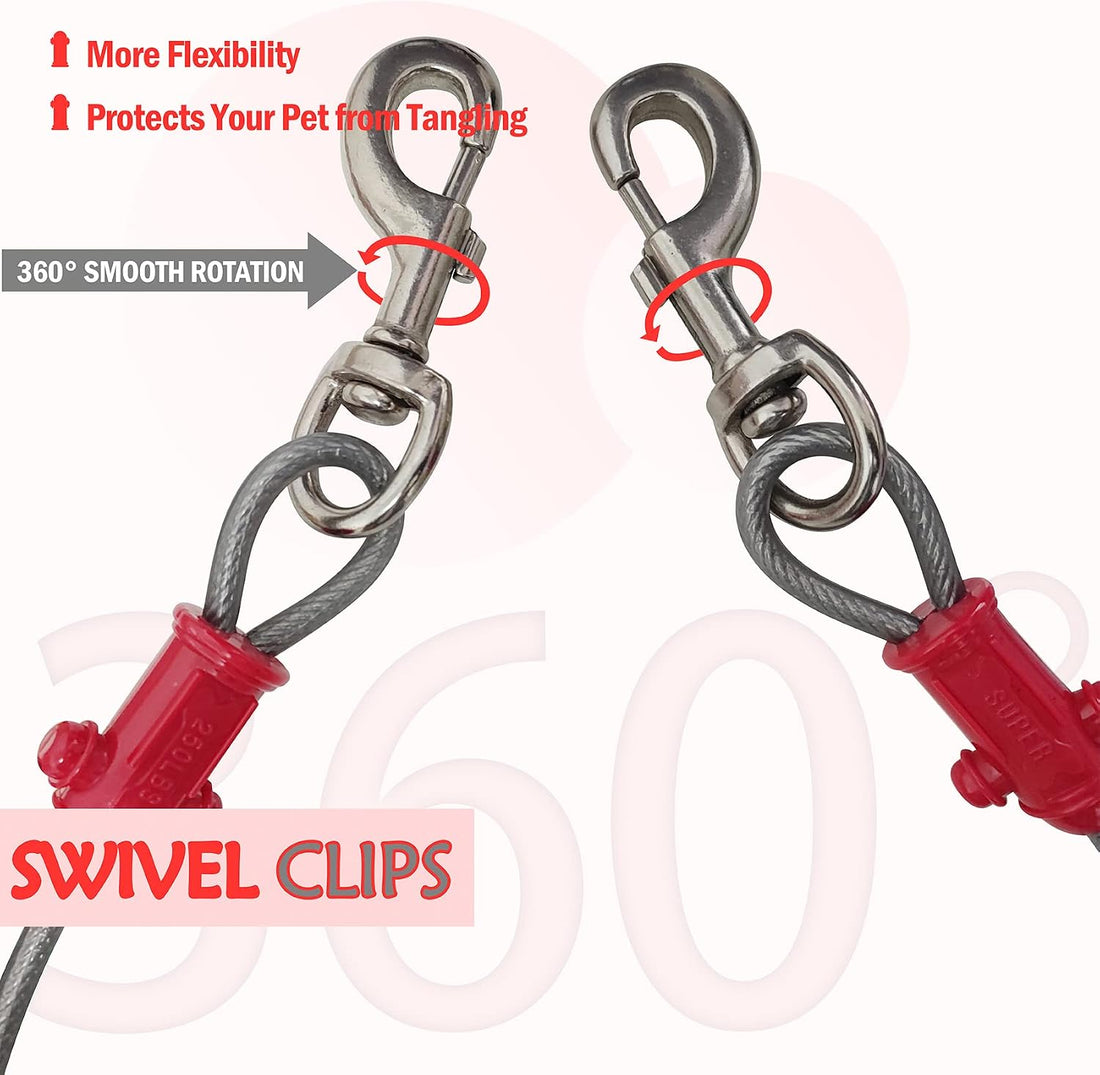 Petest Reflective Tie Out Cable with Crimp Cover for Super Dogs Up