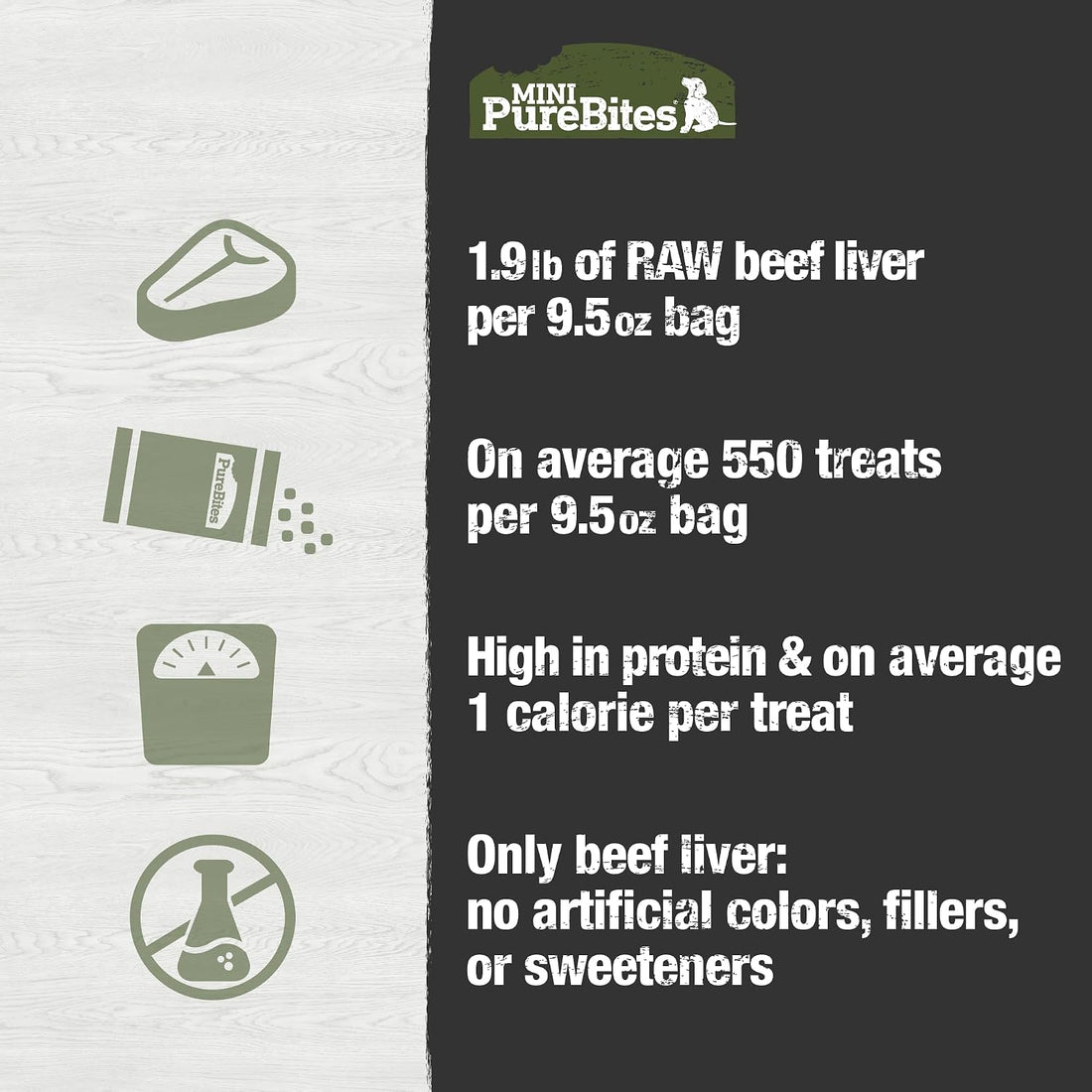 PureBites Mini Beef Single Ingredient Freeze Dried Dog Treats, 3 oz
