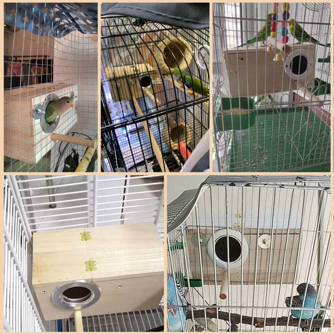 PINVNBY Parakeet Nesting Box Bird House Wood Breeding Box Parrots